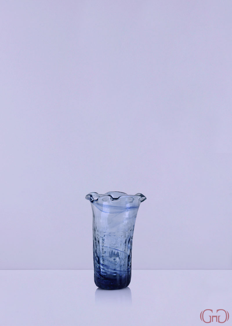 vase-glass-dotted-curly-top-17CM-blue