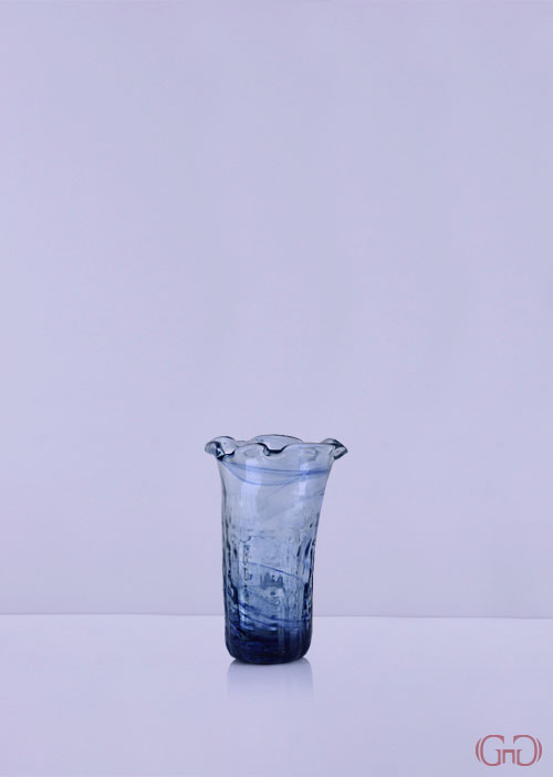 vase-glass-dotted-curly-top-17CM-blue