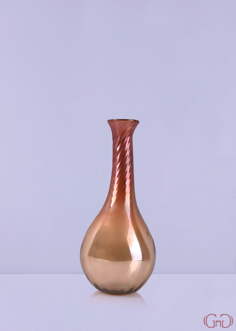 vase-glass-round-twist-30CM-amber-burned-top