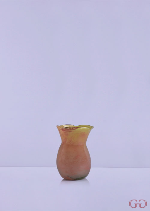 vase-glass-wide-flower-top-15CM-orange-yellow