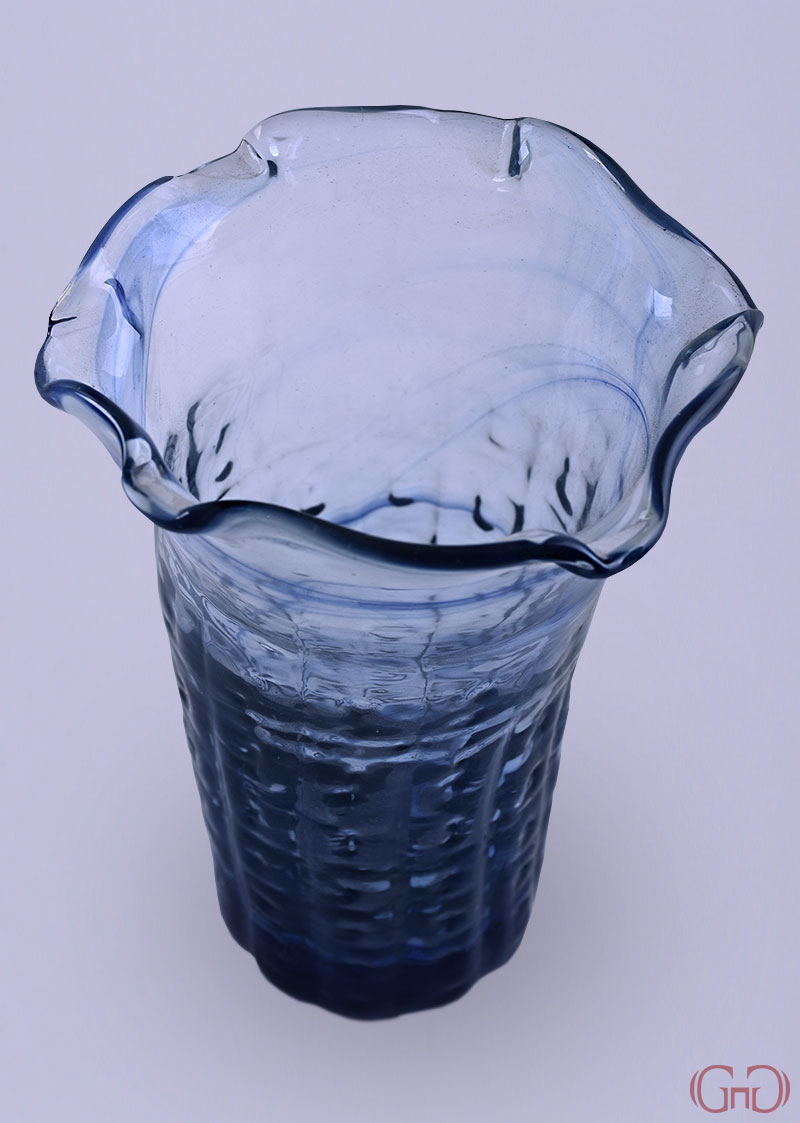 vase-glass-dotted-curly-top-17CM-blue